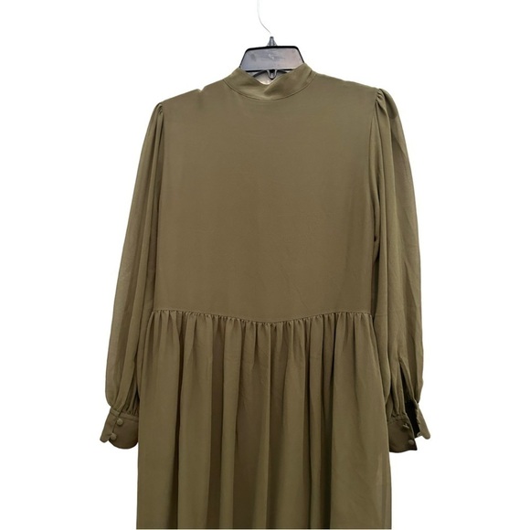 HUGO Boss DERINNE LONG SLEEVE SHIFT DRESS IN KHAKI - Picture 7 of 16